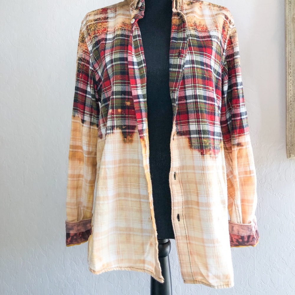 Bleach distressed flannel